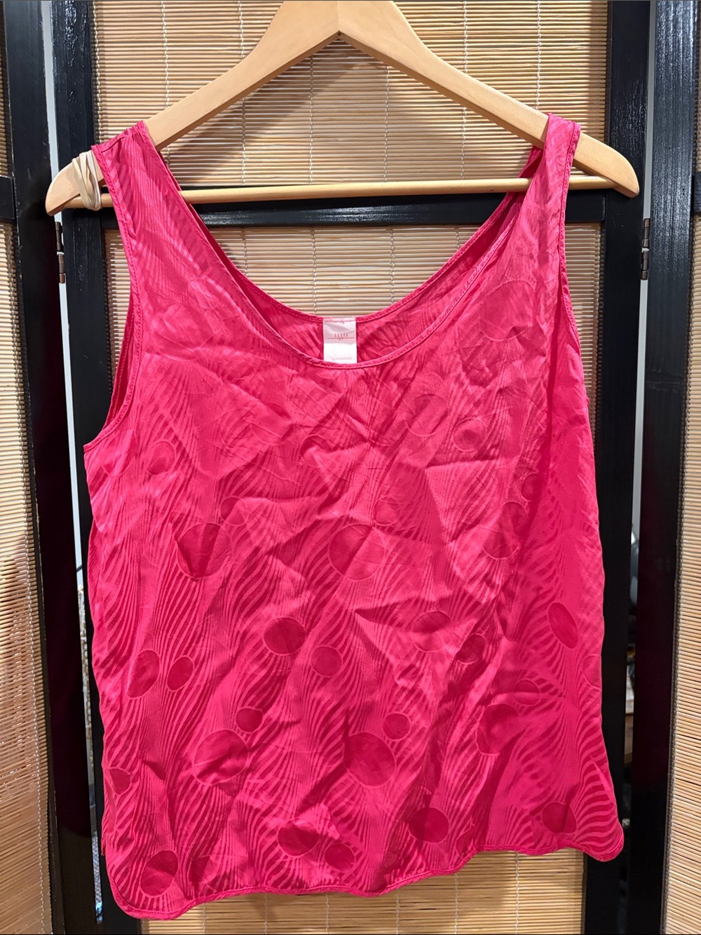 CECELIA NEW YORK Hot Pink Sleeveless silk Scoop Neck Tank